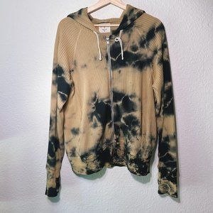 Electric & Rose Tie dye Black & Brown zip hoodie with thumb hole sleeve